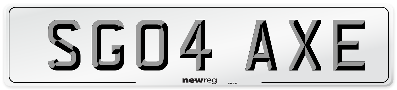 SG04 AXE Number Plate from New Reg